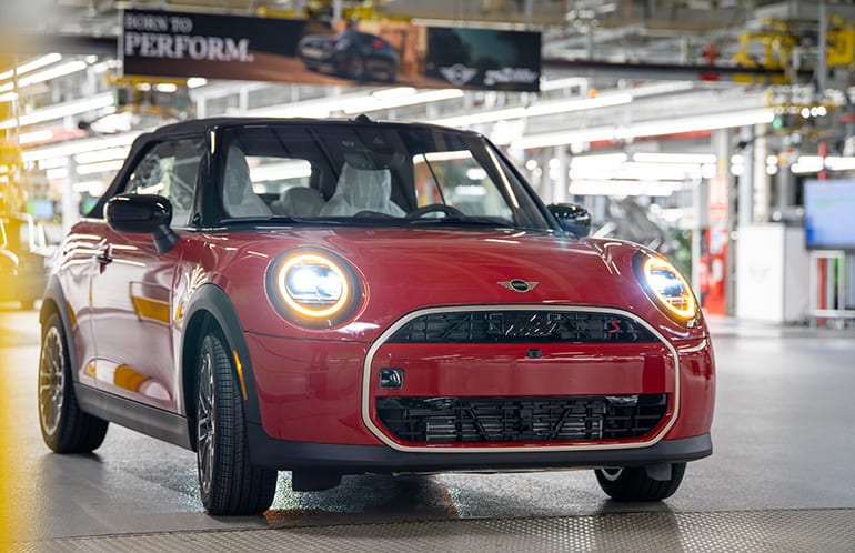 A MINI autonomously rolls off a U.K. production line using Embotech technology.