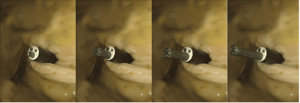 Magnetic soft growing robot steers at 1.8 mm without pressure